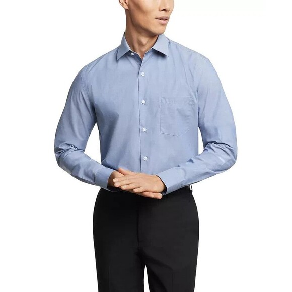 Van Heusen Men's Stain Shield Regular Fit Dress Shirt Penn Blue M 15-15.5/34-35 - Picture 1 of 3